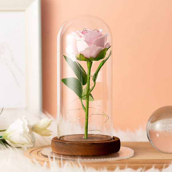 Enchanted Rose Glowing with LED Lights in Glass Dome - Image 5