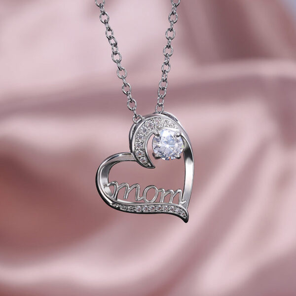 MOM Heart Claw Necklace with Zircon - Image 5