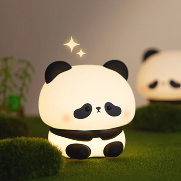 Panda LED Night Light Cute Silicone Night Light USB Rechargeable Touch Night Lamp Bedroom Timing Lamp Decoration Children's Gift Home Decor - Image 2
