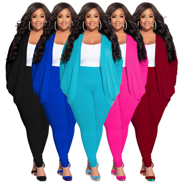 Cardigan and Leggings Plus Size Set for Women - Image 2