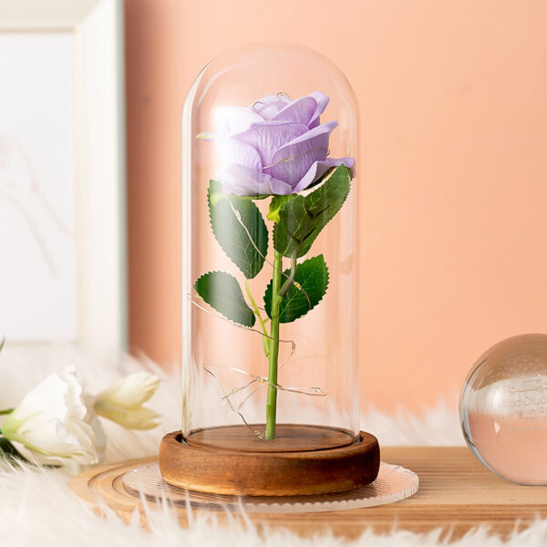 Enchanted Rose Glowing with LED Lights in Glass Dome - Image 2