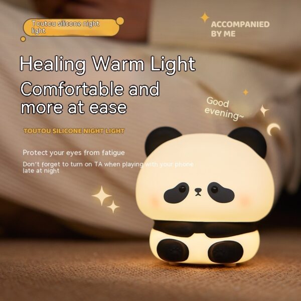 Panda LED Night Light Cute Silicone Night Light USB Rechargeable Touch Night Lamp Bedroom Timing Lamp Decoration Children's Gift Home Decor - Image 5