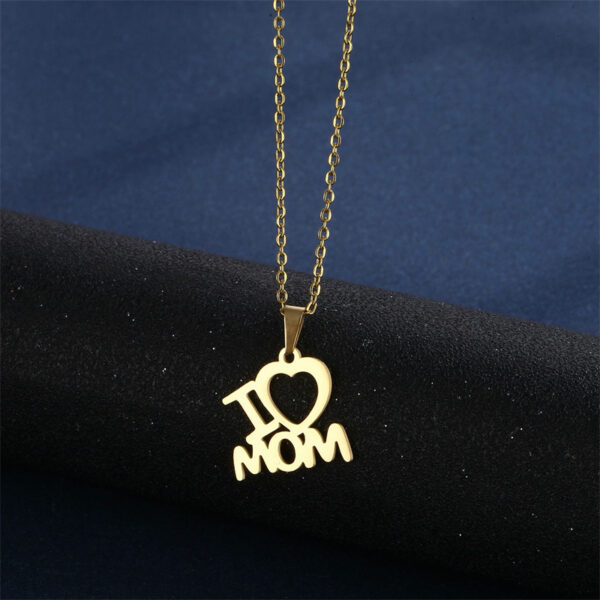 Mother's Day Jewelry Set Stainless Steel I Love Mom Mama Love Heart Pendant Necklace Earrings Thanksgiving Gift - Image 4