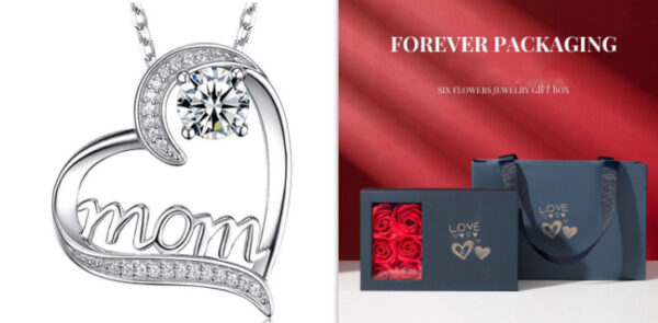 MOM Heart Claw Necklace with Zircon - Image 10