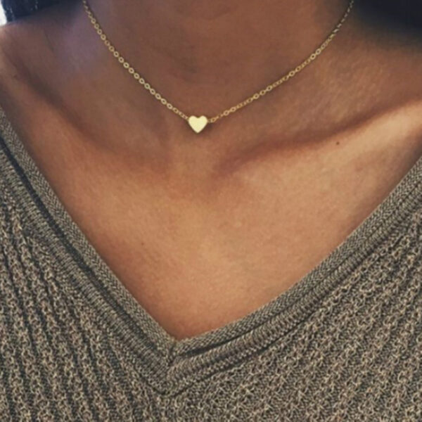 Simple Fashion Gold Color Double-sided Love Pendant Necklaces Clavicle Chains Necklace Women Jewelry Valentines Day Gift - Image 2