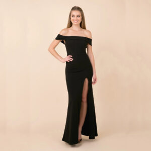 Women’s Evening Bardot Dress with Stylish Split