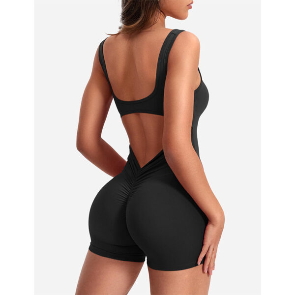 Women's Sleeveless Backless Scrunch Jumpsuit with V Back Detail - Image 6