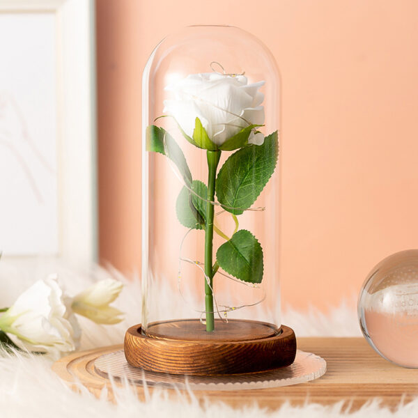 Enchanted Rose Glowing with LED Lights in Glass Dome - Image 6