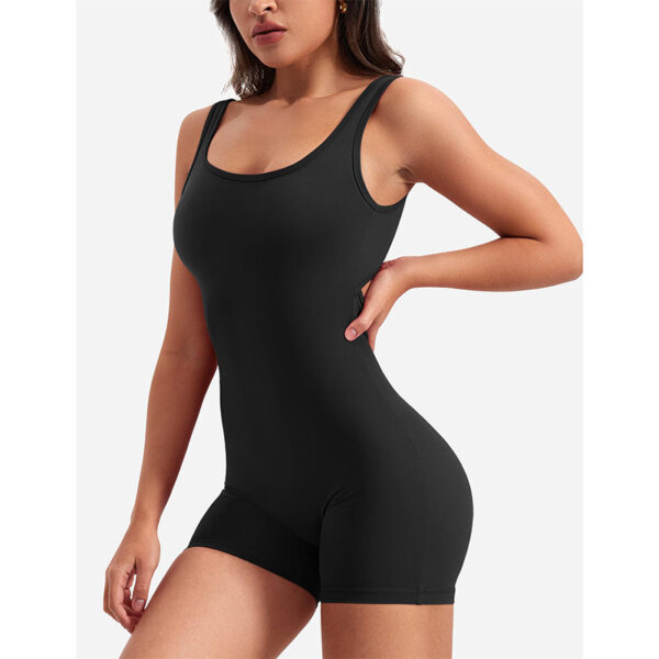 Women's Sleeveless Backless Scrunch Jumpsuit with V Back Detail - Image 2