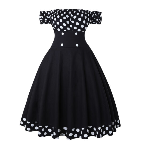 Women's Waist-tight Polka Dot Bow Dress - Image 2