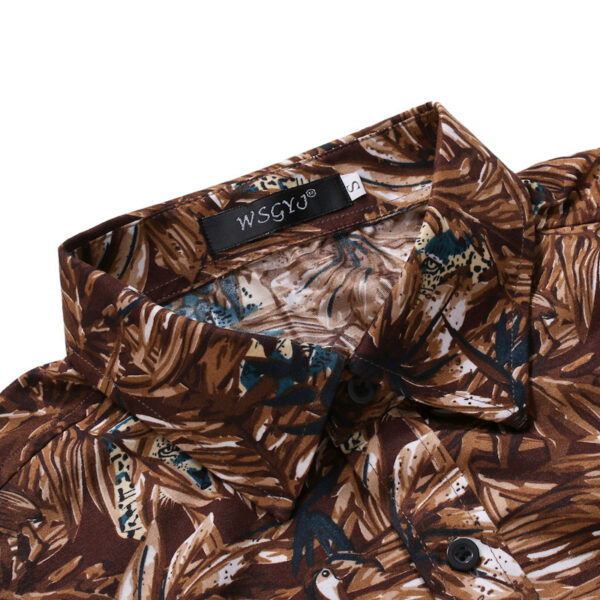 Men's Business Shirt with Tropical Leaves Design - Image 4