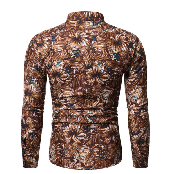 Men's Business Shirt with Tropical Leaves Design - Image 5