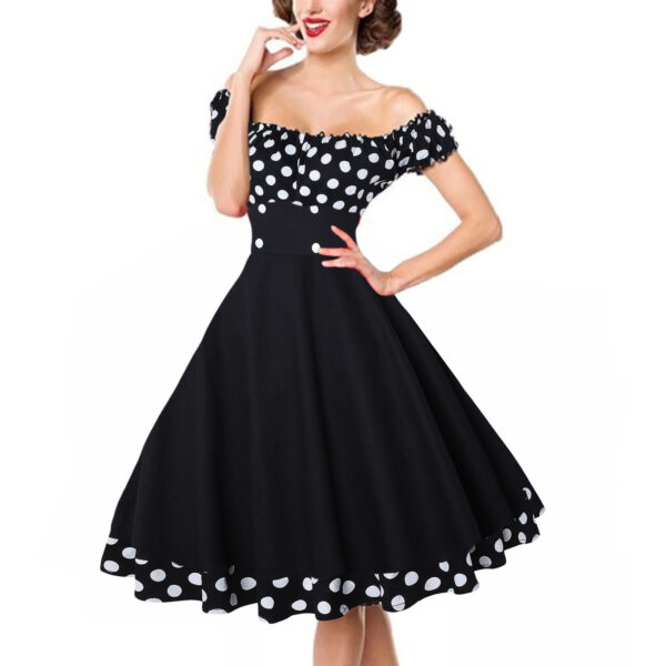 Women's Waist-tight Polka Dot Bow Dress - Image 10