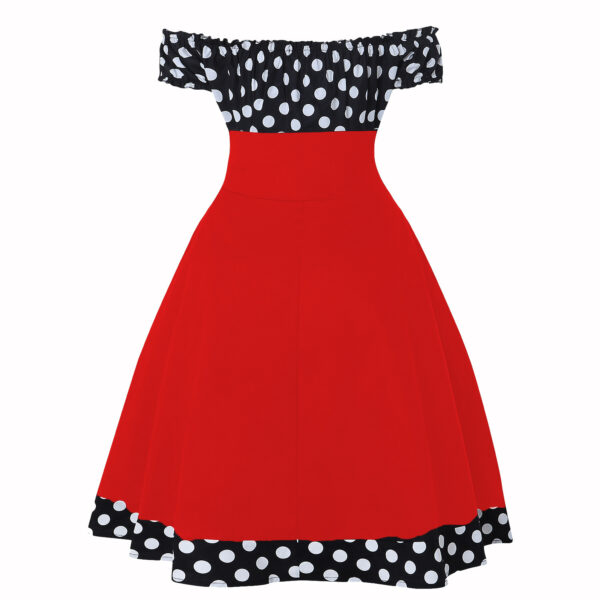 Women's Waist-tight Polka Dot Bow Dress - Image 9