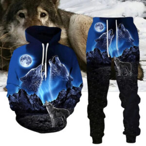 3D Wolf Design Sweat Set for Men