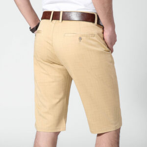 Men’s Casual Shorts: Thin Plaid Business Casual Knee-Length Style