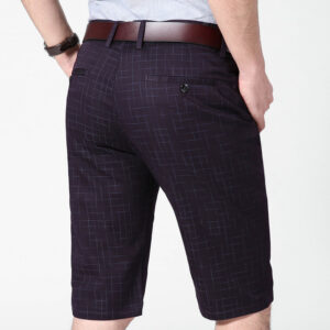 Men’s Casual Shorts: Thin Plaid Business Casual Knee-Length Style