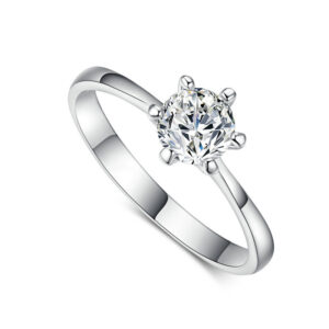 Elegant Moissanite Engagement Ring – 1 Carat, 925 Sterling Silver