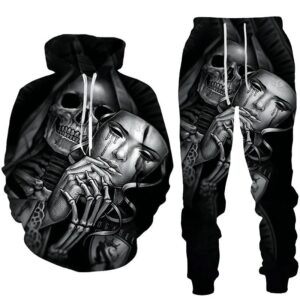 Men’s Sweat Suit Set with Cool 3d Skull Print