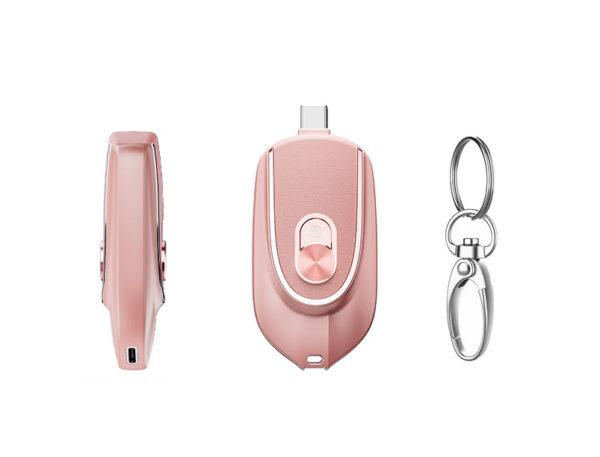 2 In 1 Mini Keychain Power Bank Keyring Hanging Buckle 2 Output Interfaces 5V 1200MAH Backup Power Bank Retractable Plug Waterproof Phone Charging Accessories - Image 3