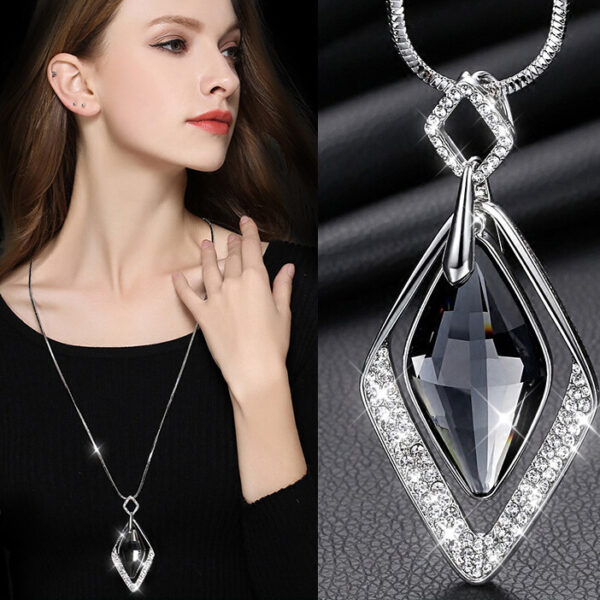 Grey Stone Exaggerated Pendant Crystal Necklace - Image 5