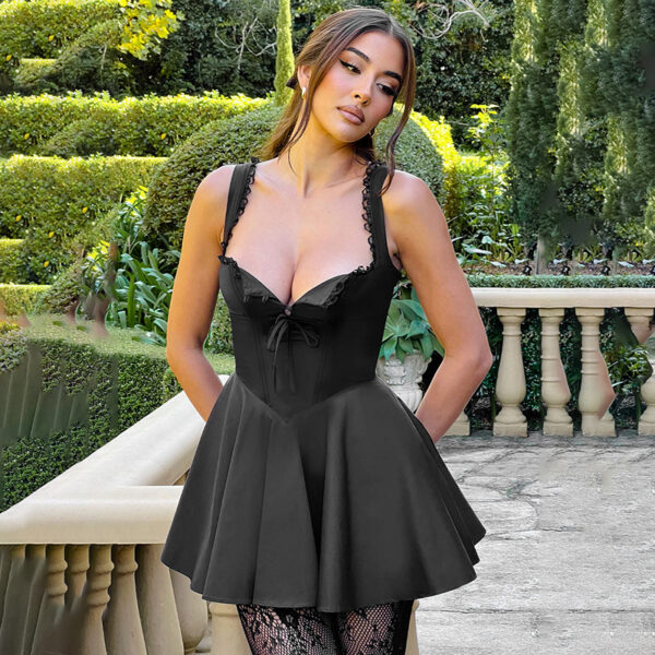 Women's Retro Hip Dress with Square Neckline - Image 2