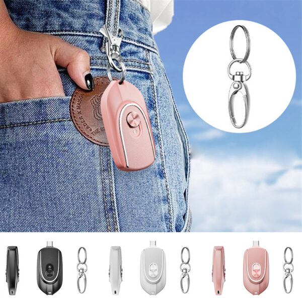 2 In 1 Mini Keychain Power Bank Keyring Hanging Buckle 2 Output Interfaces 5V 1200MAH Backup Power Bank Retractable Plug Waterproof Phone Charging Accessories - Image 10