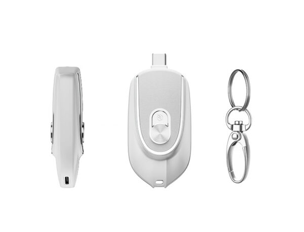 2 In 1 Mini Keychain Power Bank Keyring Hanging Buckle 2 Output Interfaces 5V 1200MAH Backup Power Bank Retractable Plug Waterproof Phone Charging Accessories - Image 2