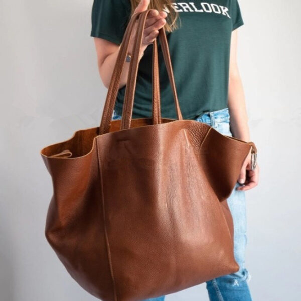 New Large Women Soft Leather Large Capacity One-shoulder Portable Tote Bag - Image 2