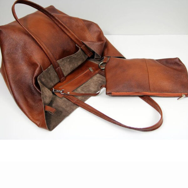 New Large Women Soft Leather Large Capacity One-shoulder Portable Tote Bag - Image 4