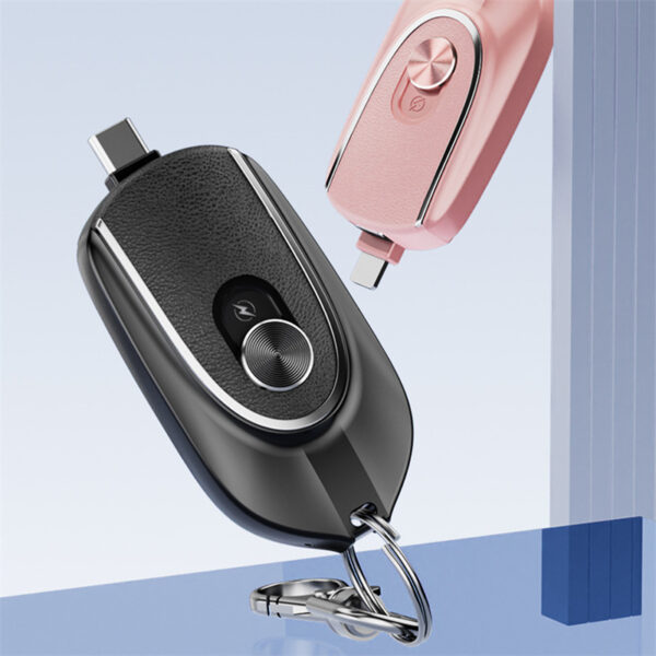 2 In 1 Mini Keychain Power Bank Keyring Hanging Buckle 2 Output Interfaces 5V 1200MAH Backup Power Bank Retractable Plug Waterproof Phone Charging Accessories - Image 9
