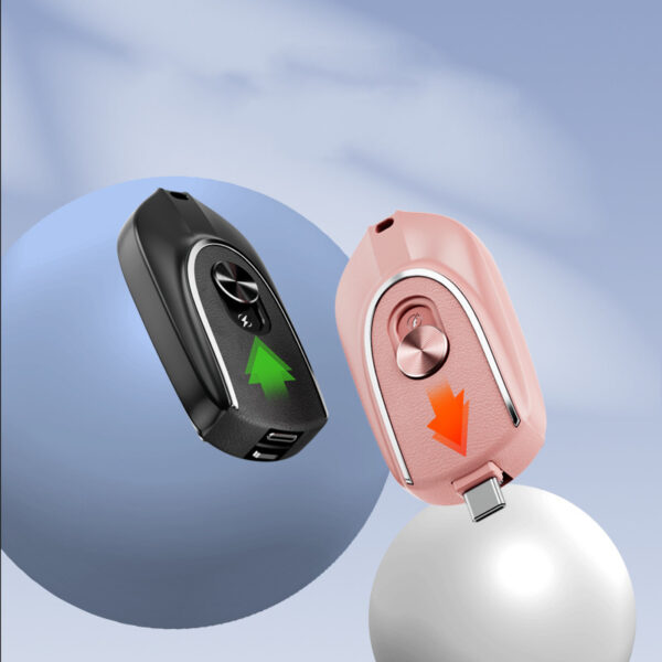 2 In 1 Mini Keychain Power Bank Keyring Hanging Buckle 2 Output Interfaces 5V 1200MAH Backup Power Bank Retractable Plug Waterproof Phone Charging Accessories - Image 4
