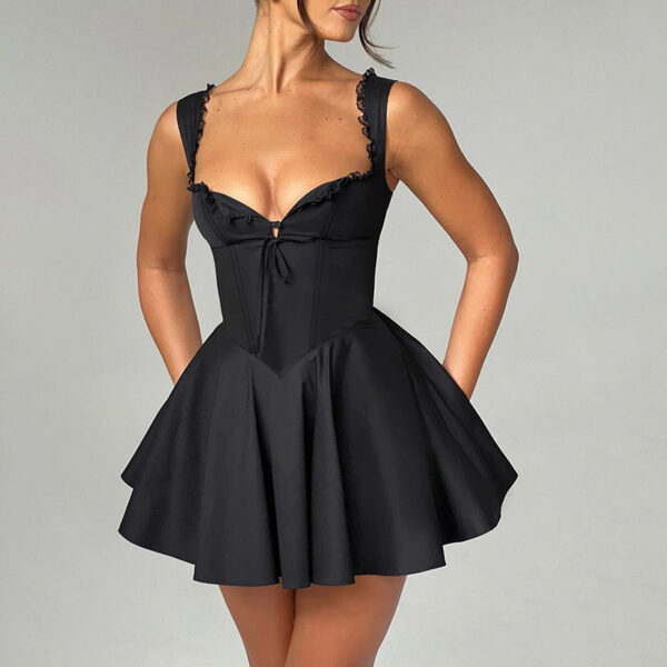 Women's Retro Hip Dress with Square Neckline - Image 6