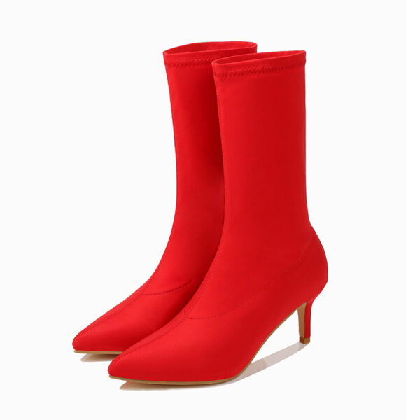 Women's Shoes Stylish Ankle Boots Sexy Pointed Toe Stiletto High Heels Boots - Image 8