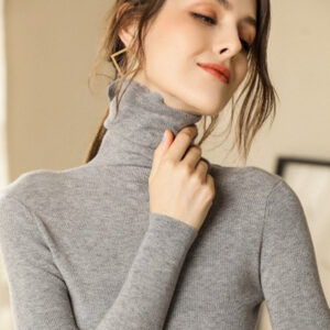 High Neck Cashmere Sweater Women – Short Slim Fit & Elegant Style