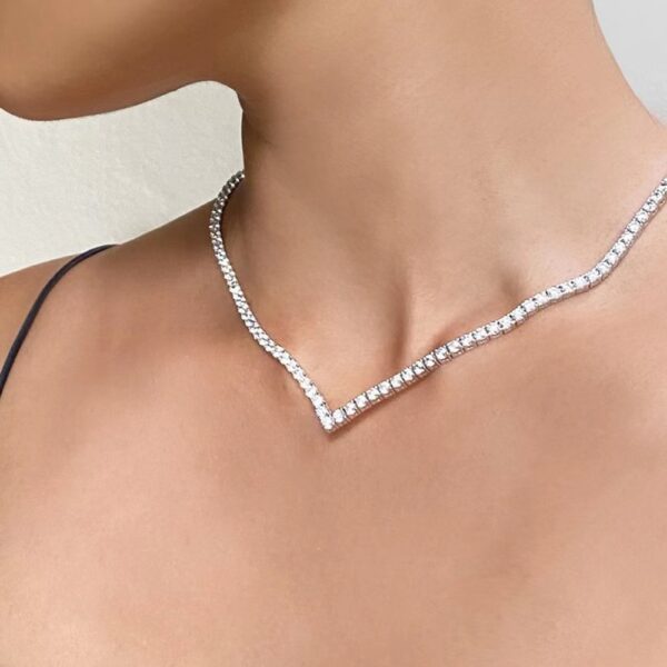Personalized V-shaped Full Diamond European And American Party Sexy Necklace - Image 10