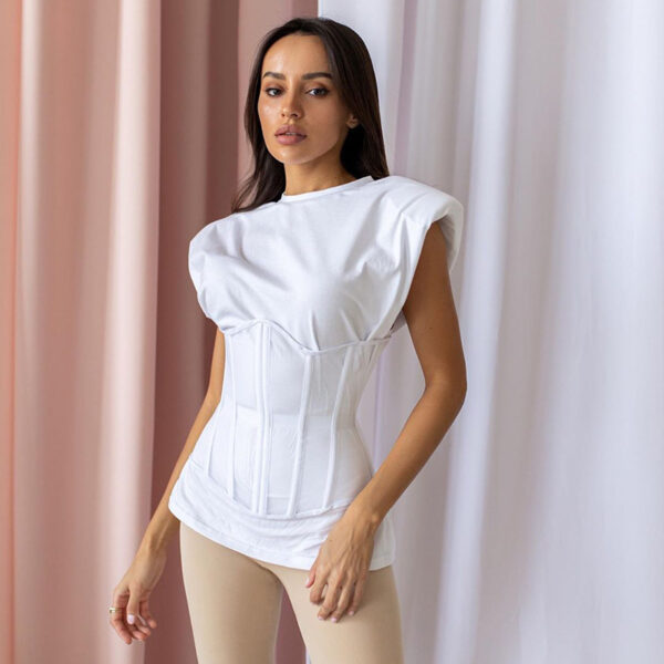 Women's Underbust Corset with Sheer Mesh Panels - Image 4