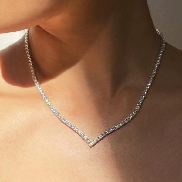 Personalized V-shaped Full Diamond European And American Party Sexy Necklace - Image 5