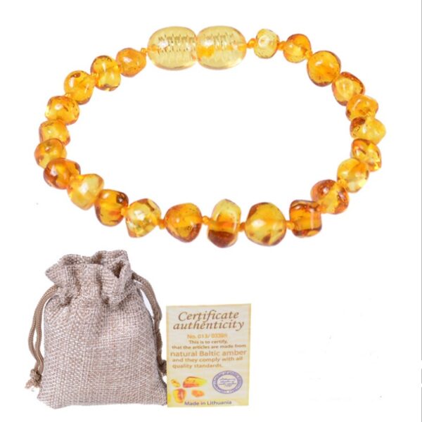 Baltic natural amber baby bracelet Infant child teething diy irregular amber bracelet - Image 3
