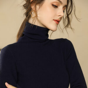 High Neck Cashmere Sweater Women – Short Slim Fit & Elegant Style