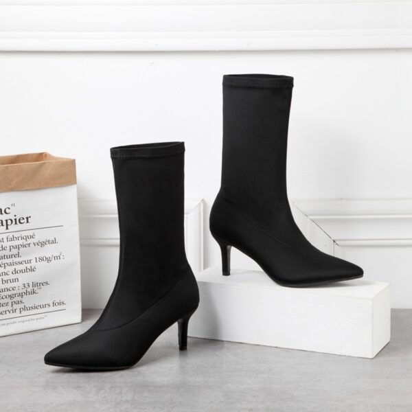 Women's Shoes Stylish Ankle Boots Sexy Pointed Toe Stiletto High Heels Boots - Image 6