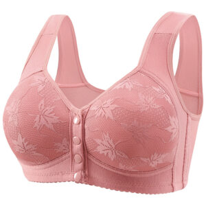Comfortable Plus Size Front Closure Bra with Push-Up and No Underwire