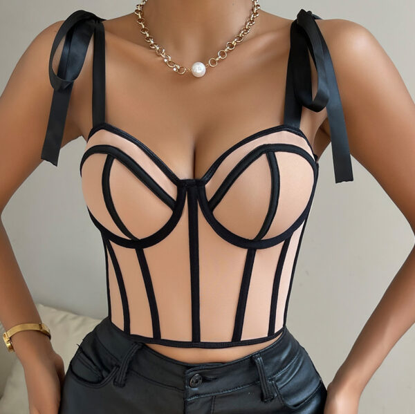 Women's Sleeveless Off Shoulder Contrast Bustier - Image 7