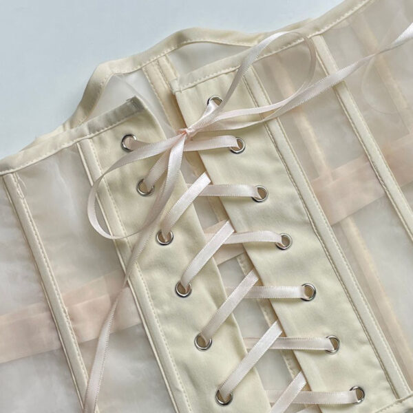 Women's Underbust Corset with Sheer Mesh Panels - Image 10