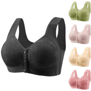 Comfortable Plus Size Front Closure Bra with Push-Up and No Underwire