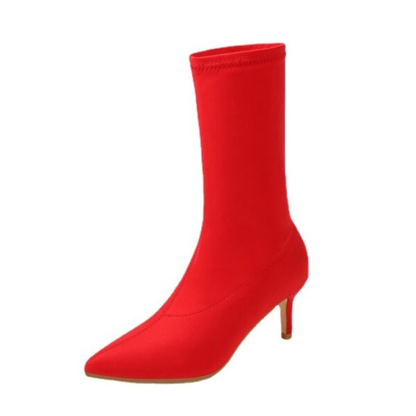 Women's Shoes Stylish Ankle Boots Sexy Pointed Toe Stiletto High Heels Boots - Image 2