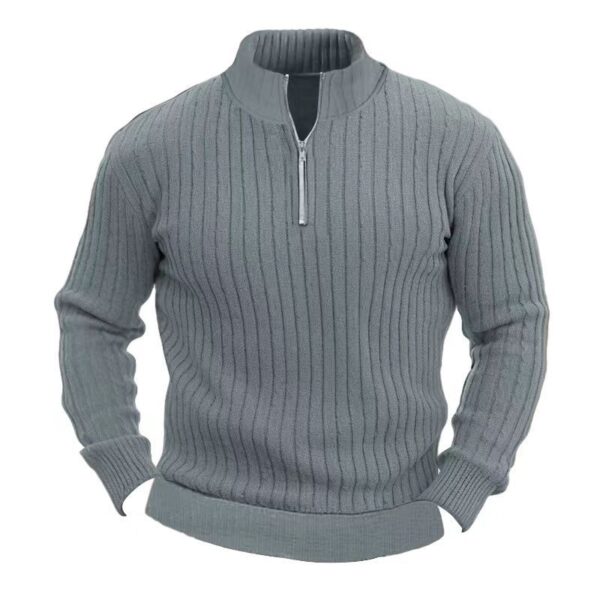 Leisure Pullover Men's Sweater Solid Color Stand Collar Long Sleeve - Image 8