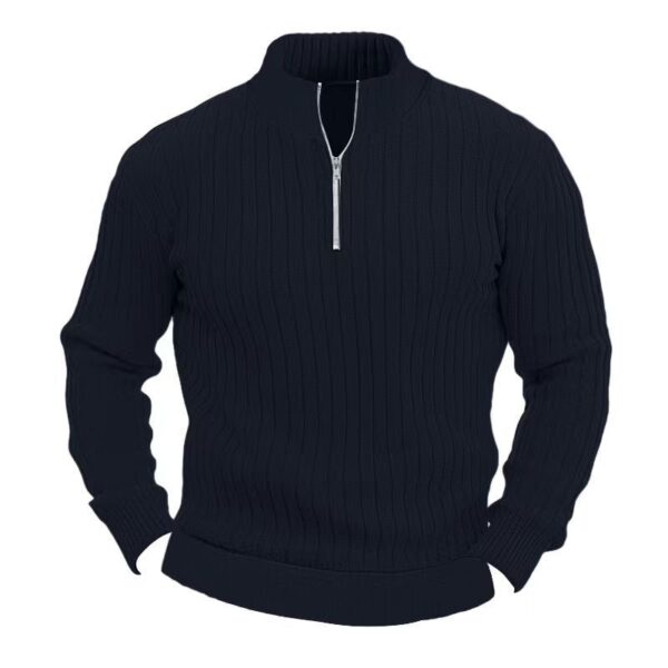 Leisure Pullover Men's Sweater Solid Color Stand Collar Long Sleeve - Image 9