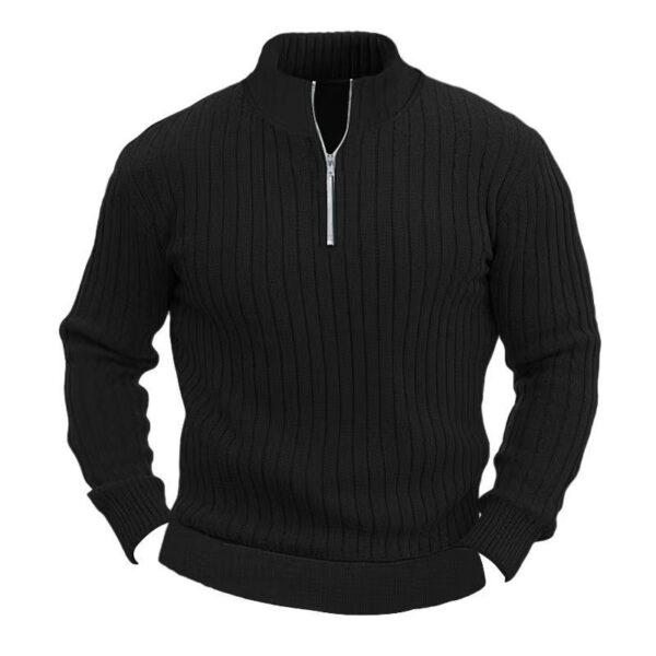 Leisure Pullover Men's Sweater Solid Color Stand Collar Long Sleeve - Image 2