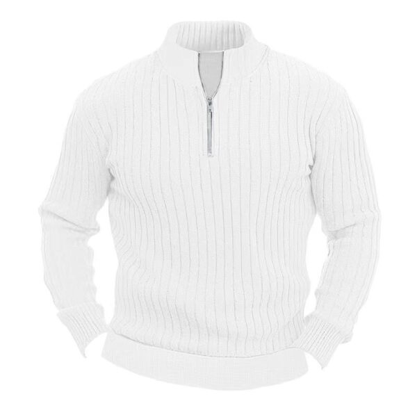 Leisure Pullover Men's Sweater Solid Color Stand Collar Long Sleeve - Image 5